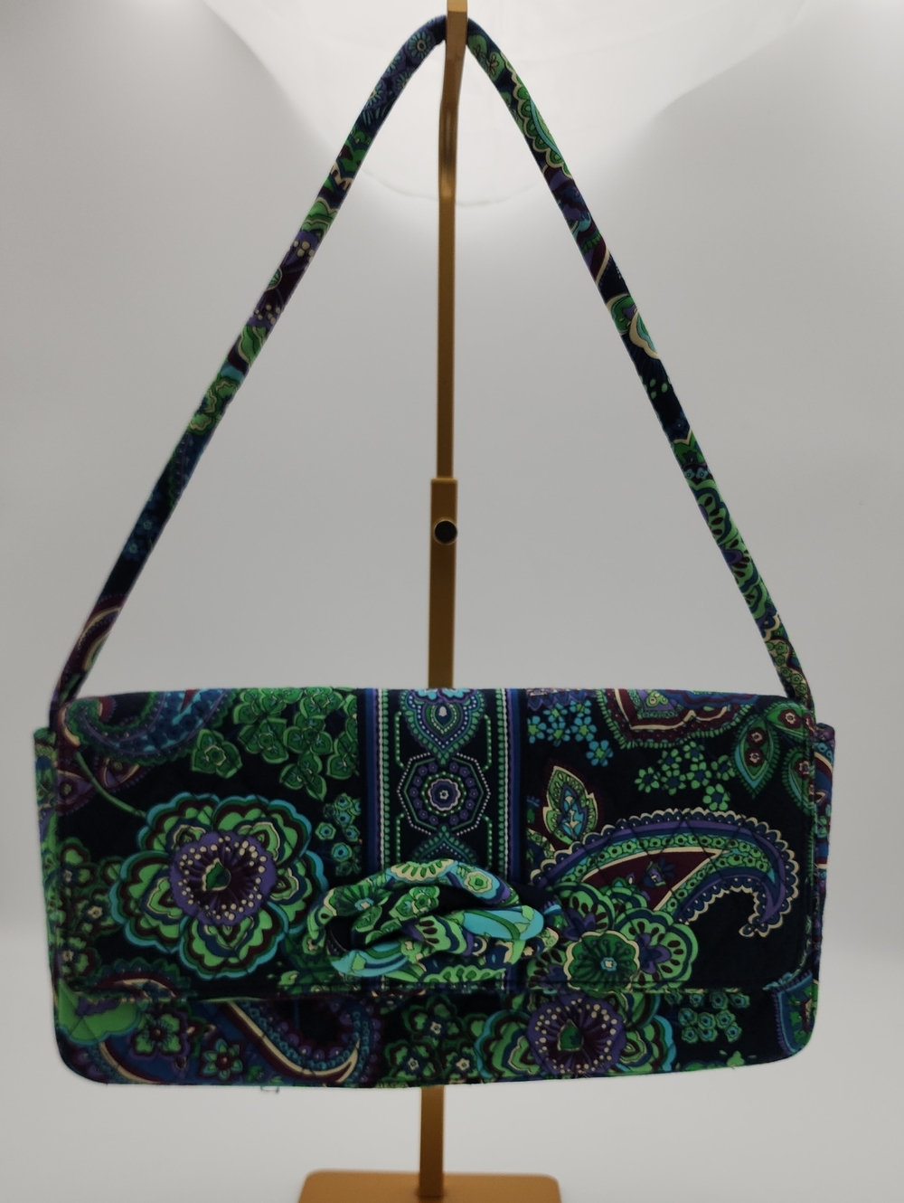 Vera Bradley Quilted Paisley Shoulder Bag in Green & Navy‎